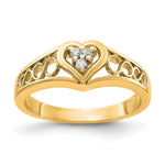 14k Polished 1/20 carat AA Diamond Heart Ring