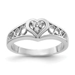 14k White Gold Polished 1/20 carat AA Diamond Heart Ring