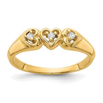 14k 1/20 carat AA Diamond Triple Heart Ring