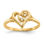 14k Polished AA Diamond Swirled Heart Ring