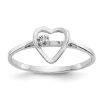 14k White Gold Polished AA Diamond Heart Ring