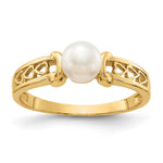 14k White Freshwater Cultured Pearl Heart Shank Ring