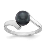 14k White Gold Black Freshwater Cultured Pearl Bypass Ring