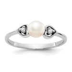 14k White Gold FW Cultured Pearl AA Diamond Ring