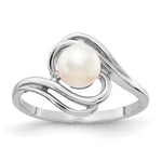 14k White Gold White Freshwater Cultured Pearl Abstract Ring