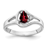 14k White Gold 6x Pear Garnet VS Diamond ring