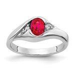14k White Gold 6x Oval Ruby and 1/8 carat A Diamond Ring