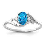 14k White Gold 6x Oval Blue Topaz AA Diamond ring