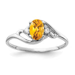 14k White Gold 6x Oval Citrine VS Diamond ring