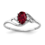 14k White Gold 6x Oval Lab-Created Ruby and AAA Diamond Ring