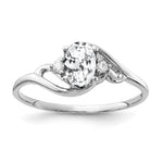 14k White Gold 6x Oval Cubic Zirconia AA Diamond Ring