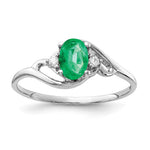 14k White Gold 6x Oval Emerald and AAA Diamond Ring
