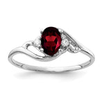 14k White Gold 6x Oval Garnet AA Diamond ring