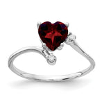 14k White Gold Heart Garnet AAA Diamond ring