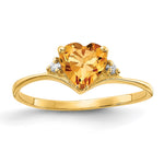 14k Heart Citrine A Diamond ring
