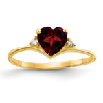14k Heart Garnet AA Diamond ring