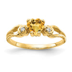14k Heart Citrine and AAA Diamond Ring