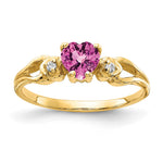 14k Heart Pink Sapphire and A Diamond Ring