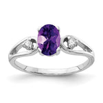 14k White Gold 7x Oval Amethyst and 1/20 carat VS Diamond Ring