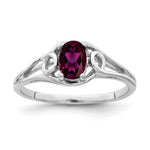 14k White Gold 7x Oval Rhodolite Garnet ring