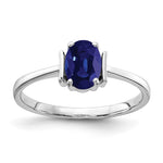 14k White Gold 7x Oval Blue Sapphire Ring
