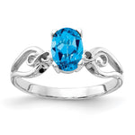14k White Gold 8x Oval Blue Topaz ring
