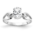 14k White Gold 8x Oval Cubic Zirconia Ring