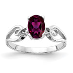 14k White Gold 8x Oval Rhodolite Garnet ring