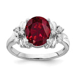 14k White Gold 10x Oval Created Ruby A Diamond ring