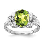14k White Gold 10x Oval Peridot AA Diamond ring
