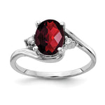 14k White Gold 8x Oval Garnet and AAA Diamond Ring