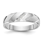 14k White Gold AA Quality Trio Mens Wedding Band