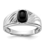 IB Goodman 14k White Gold 8x6 Oval Onyx Cabochon and AA Diamond Mens Ring