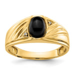 IB Goodman 14k 8x6 Oval Onyx Cabochon and AA Diamond Mens Ring