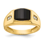IB Goodman 14k 10x Barrel Onyx and AA Diamond Mens Ring