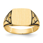14k 11.5x Square Closed Back Antiqued Signet Ring