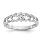 14k White Gold AA Diamond Hearts Ring