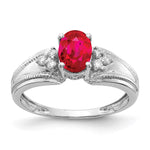 14k White Gold 7x Oval Ruby AAA Diamond ring