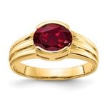 14k 8x Oval Lab-Created Ruby East-West Ring