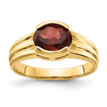 14k 8x Oval Garnet East-West Ring
