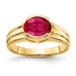 14k 8x Oval Ruby East-West Ring