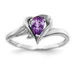 14k White Gold 6x Pear Amethyst VS Diamond ring
