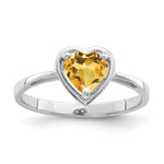 14k White Gold Heart Citrine ring