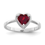 14k White Gold Heart Created Ruby ring