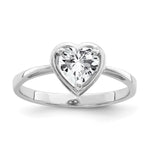 14k White Gold Heart Cubic Zirconia ring