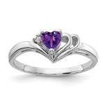 14k White Gold Heart Amethyst and VS Diamond Ring
