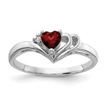 14k White Gold Holds 1- Diamond and Heart Gemstone Ring Mounting