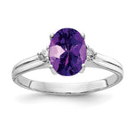 14k White Gold 8x Oval Amethyst and VS Diamond Ring