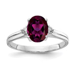 14k White Gold 8x Oval Rhodolite Garnet and AAA Diamond Ring