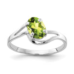 14k White Gold 7x Oval Peridot ring